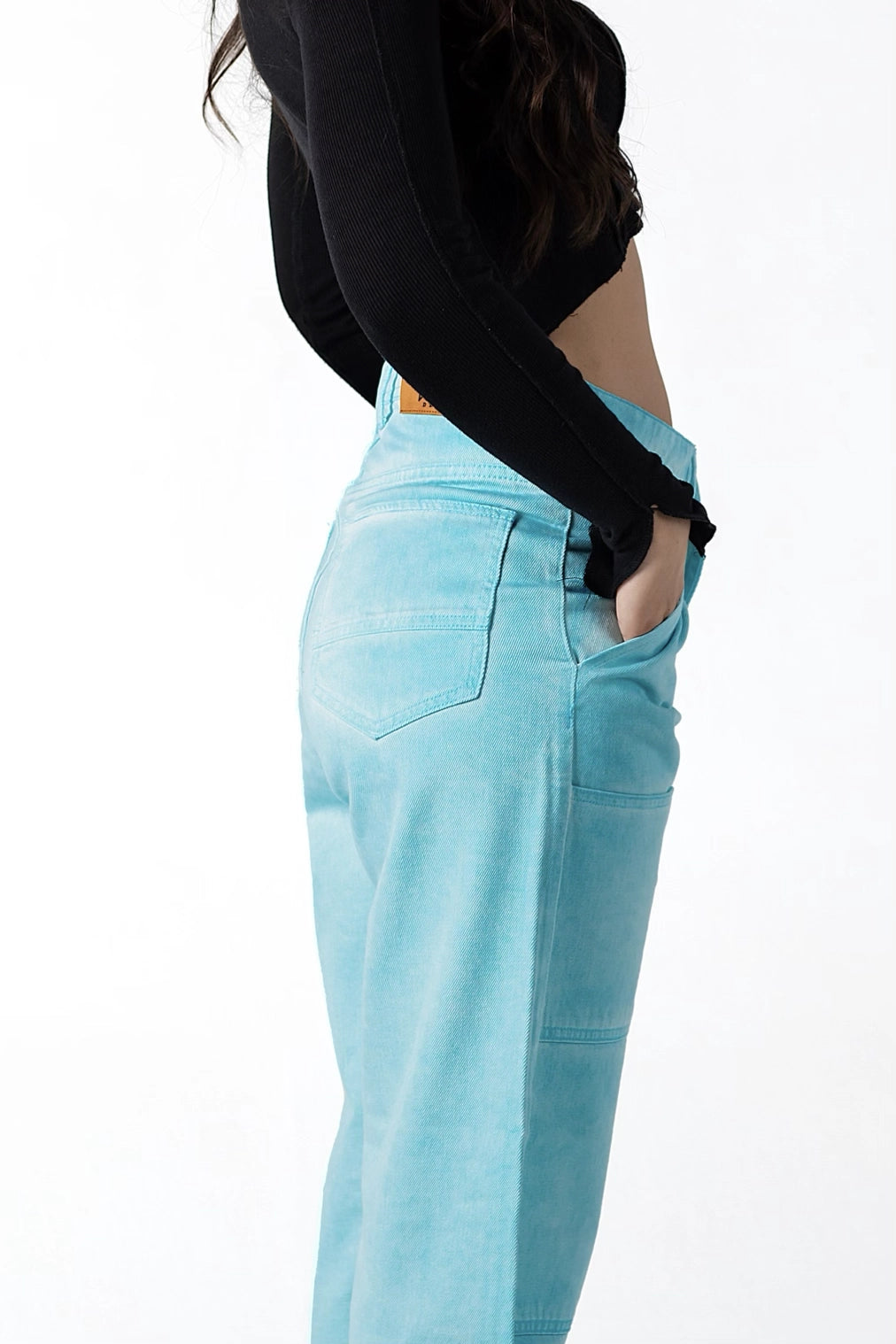 Sky Blue Wide-Leg Carpenter Jeans