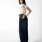 Layered Contrast Stitch Wide-Leg Jeans