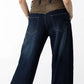 Layered Contrast Stitch Wide-Leg Jeans