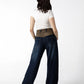 Layered Contrast Stitch Wide-Leg Jeans