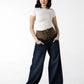 Layered Contrast Stitch Wide-Leg Jeans