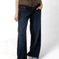 Layered Contrast Stitch Wide-Leg Jeans