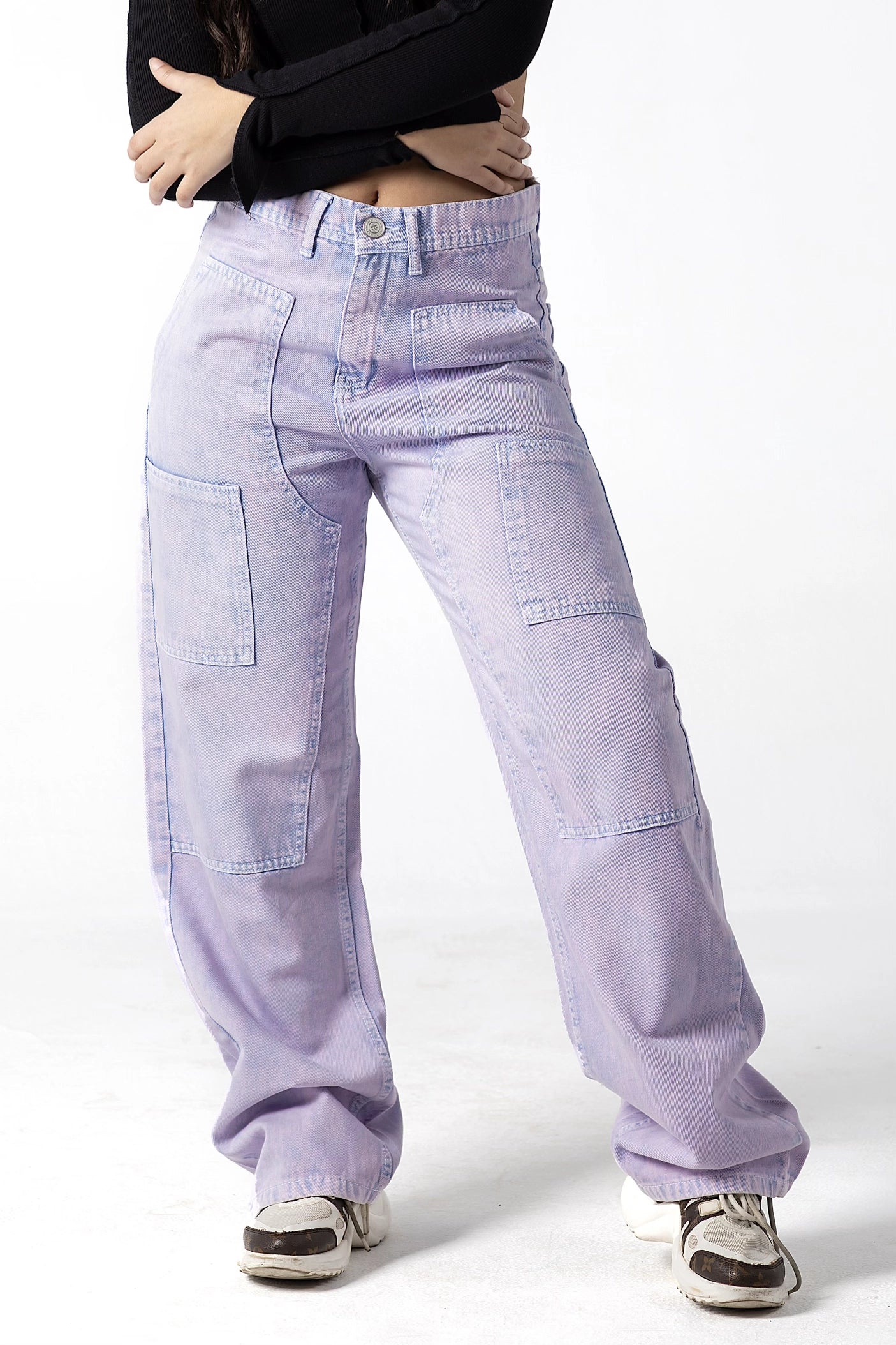 Lavender Mist Utility Wide-Leg Jeans