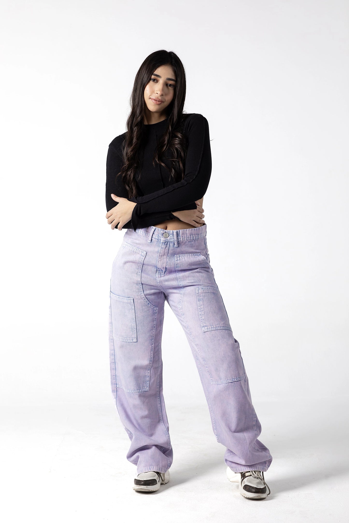 Lavender Mist Utility Wide-Leg Jeans