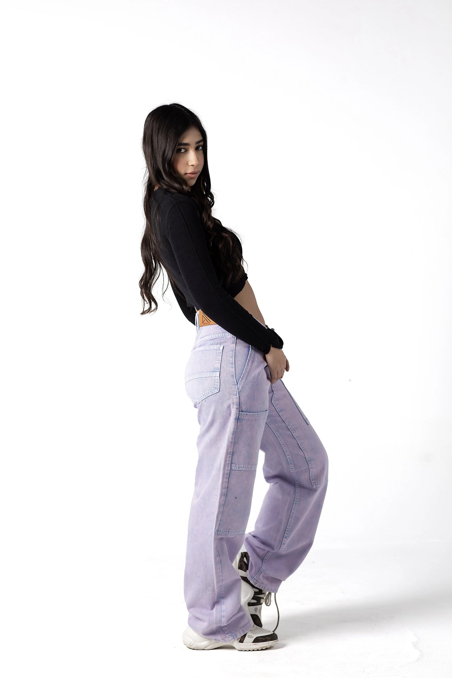 Lavender Mist Utility Wide-Leg Jeans