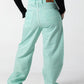 Mint Breeze Wide-Leg Denim Trousers