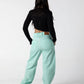 Mint Breeze Wide-Leg Denim Trousers