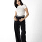 Galactic Fade Side Bleach High-Waist Wide-Leg Jeans in Black