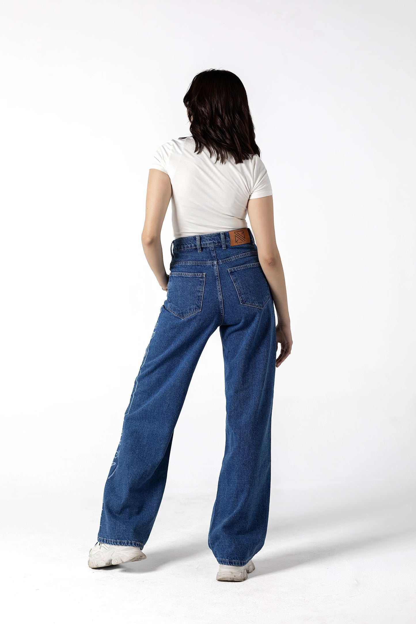 Doodle Monster Wide-Leg Denim Jeans