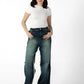 Olive & Denim Contrast Stitch Wide-Leg Jeans