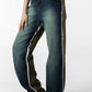 Olive & Denim Contrast Stitch Wide-Leg Jeans