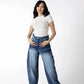 Patchwork Balloon Panache Wide-Leg in Blue Jeans