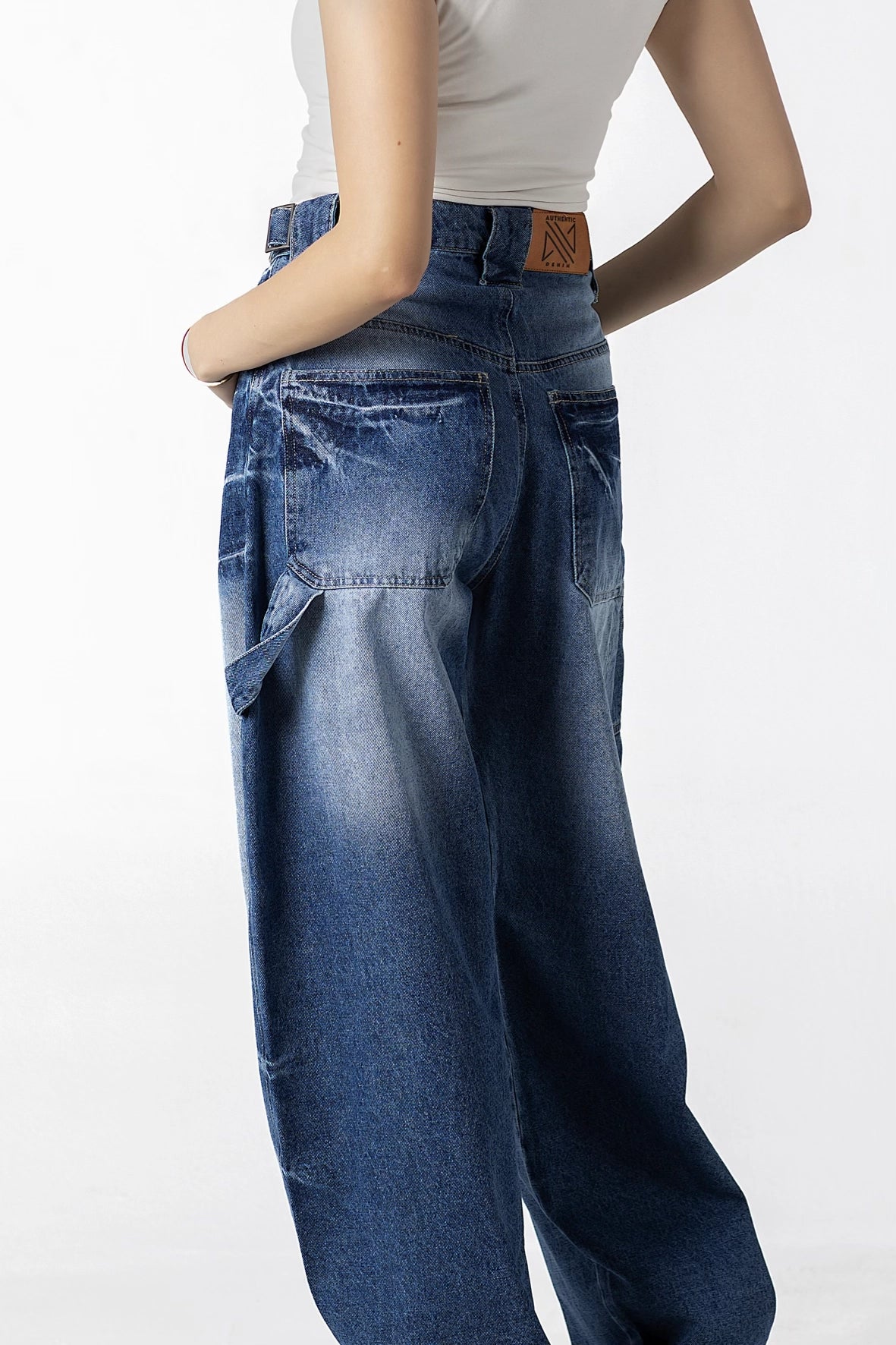 Patchwork Balloon Panache Wide-Leg in Blue Jeans