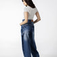 Patchwork Balloon Panache Wide-Leg in Blue Jeans