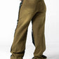 Dual-Tone Jeans-Coffee Frayed Zigzag Stitch Jeans