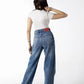 Retro Reinvented Red Threads Wide-Leg Denim Jeans