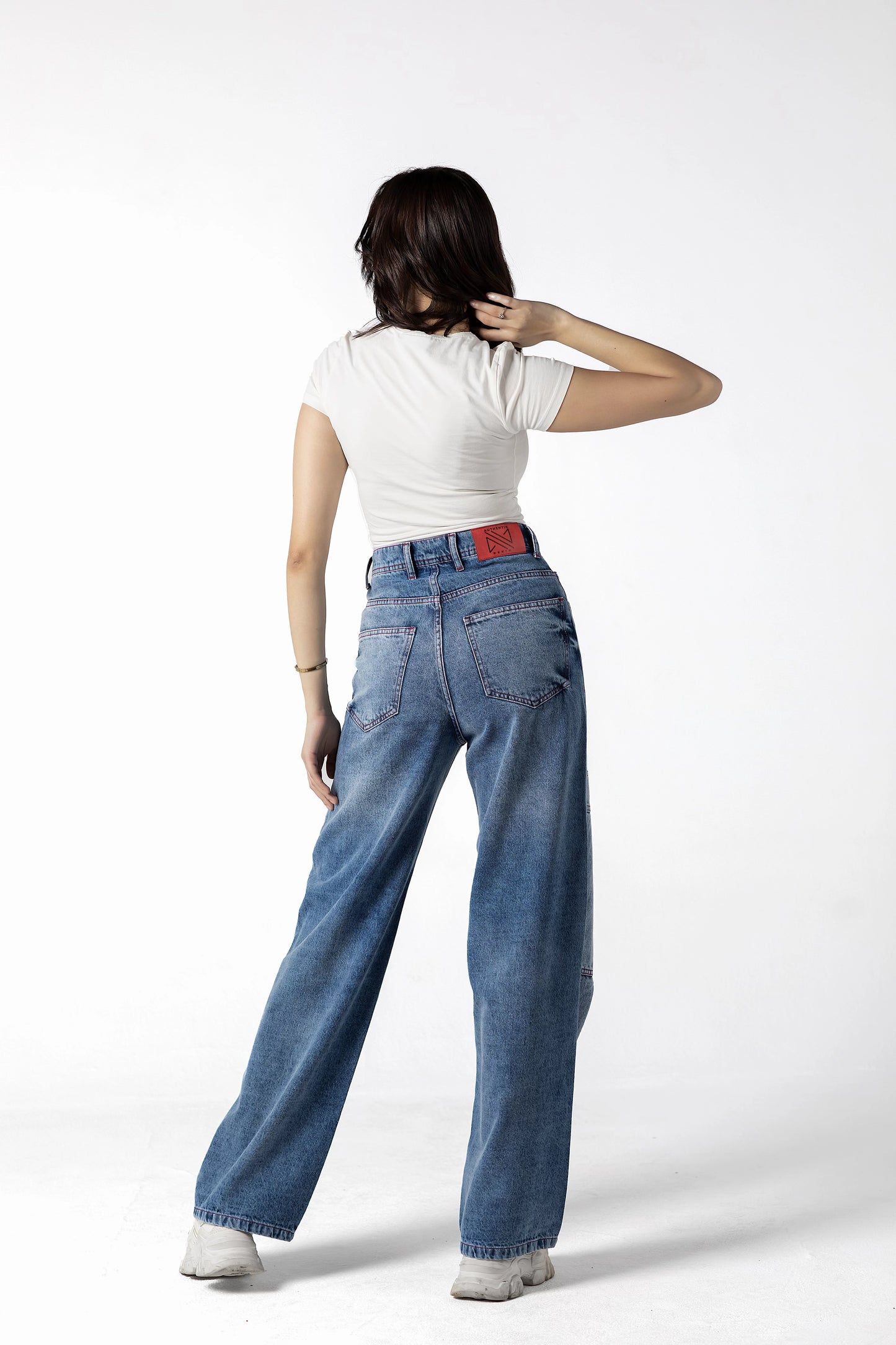 Retro Reinvented Red Threads Wide-Leg Denim Jeans