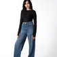 Elevated Classic Mid-Blue Wide-Leg Denim