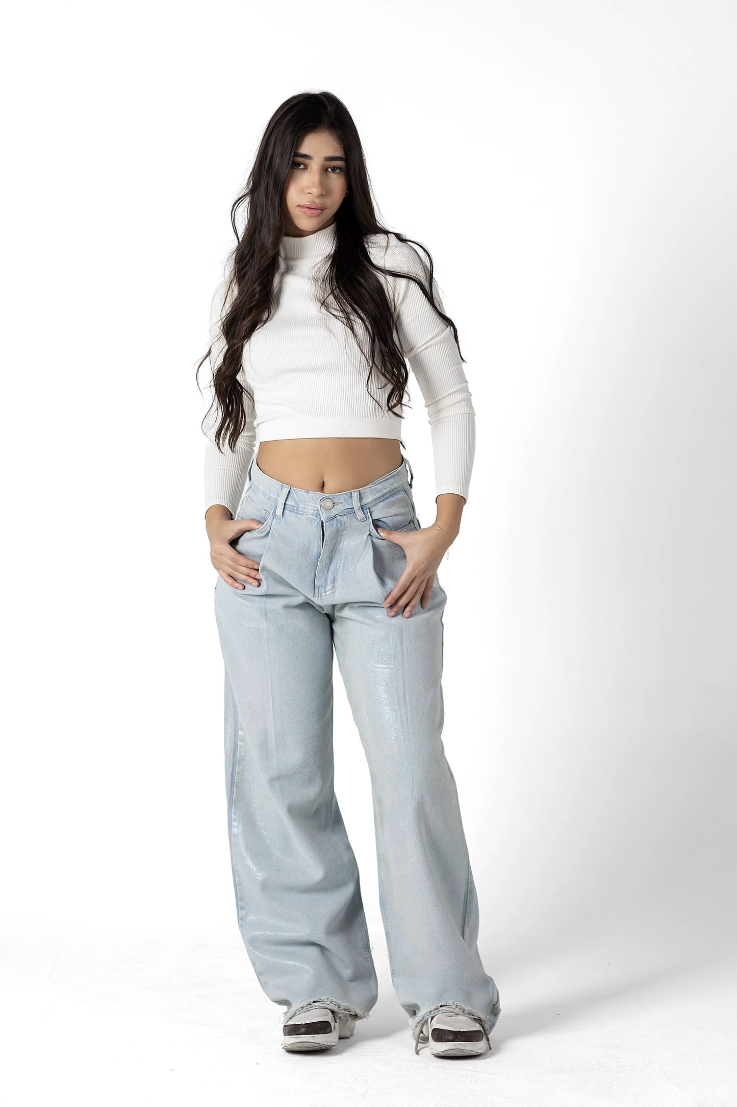 Iridescent Glow Wide-Leg Jeans