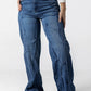 Dimensional Tufted Wide-Leg Jeans