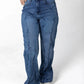 Dimensional Tufted Wide-Leg Jeans