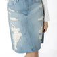 Edgy Asymmetrical Ripped Denim Skirt