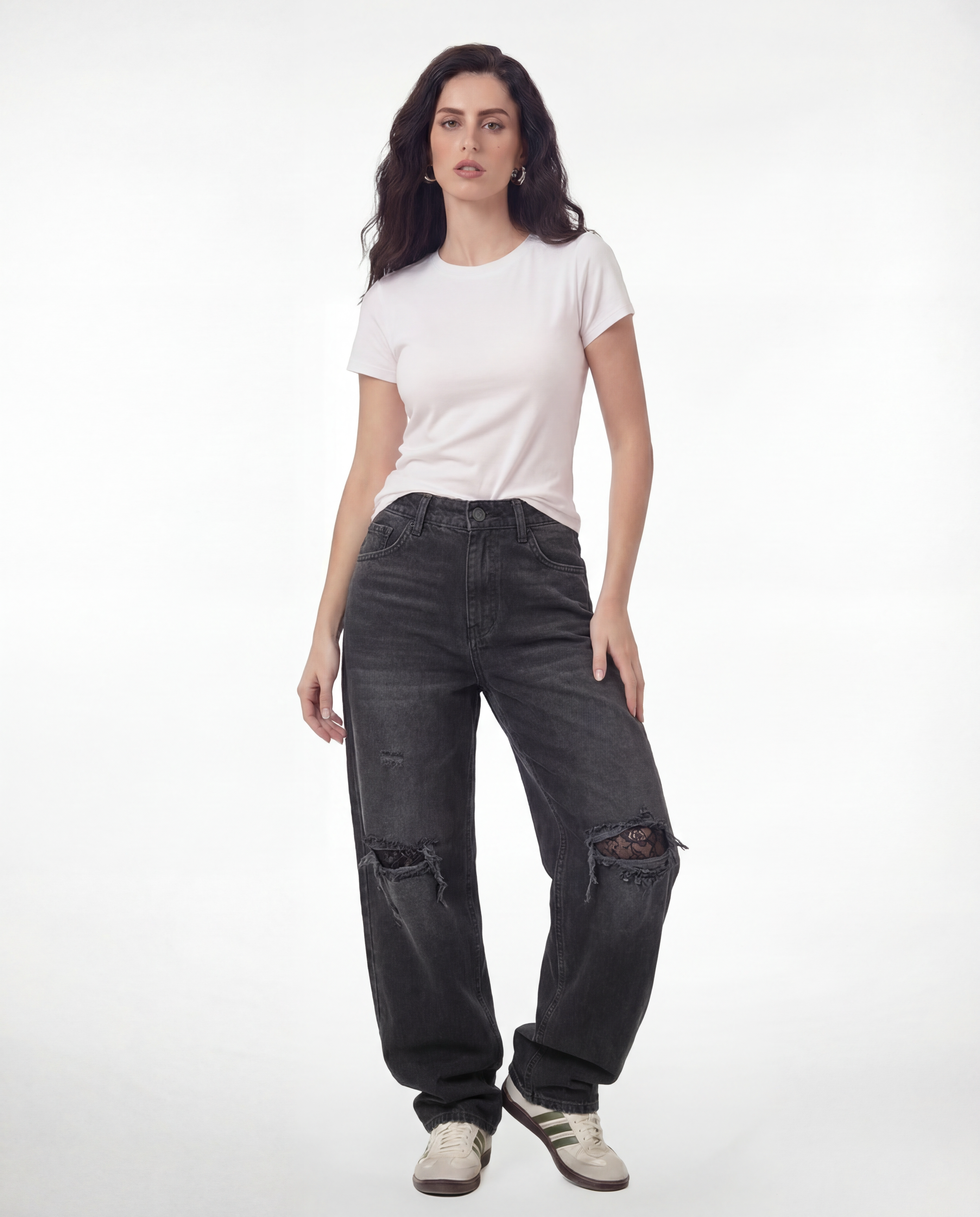 Straight Flipped Pocket — Lace Ripple Black 1086