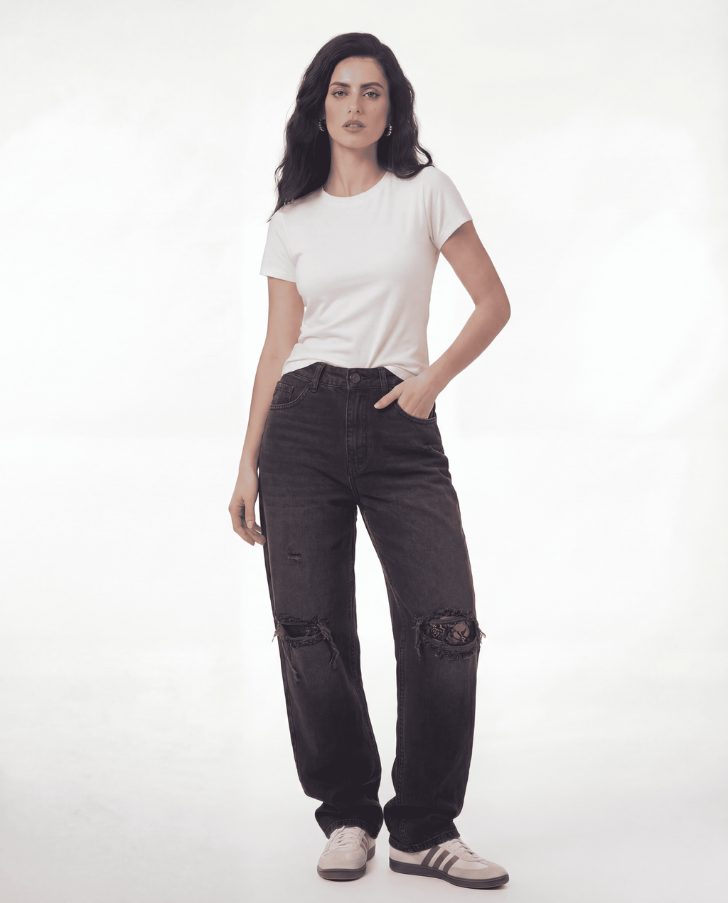 Straight Flipped Pocket — Lace Ripple Black 1086