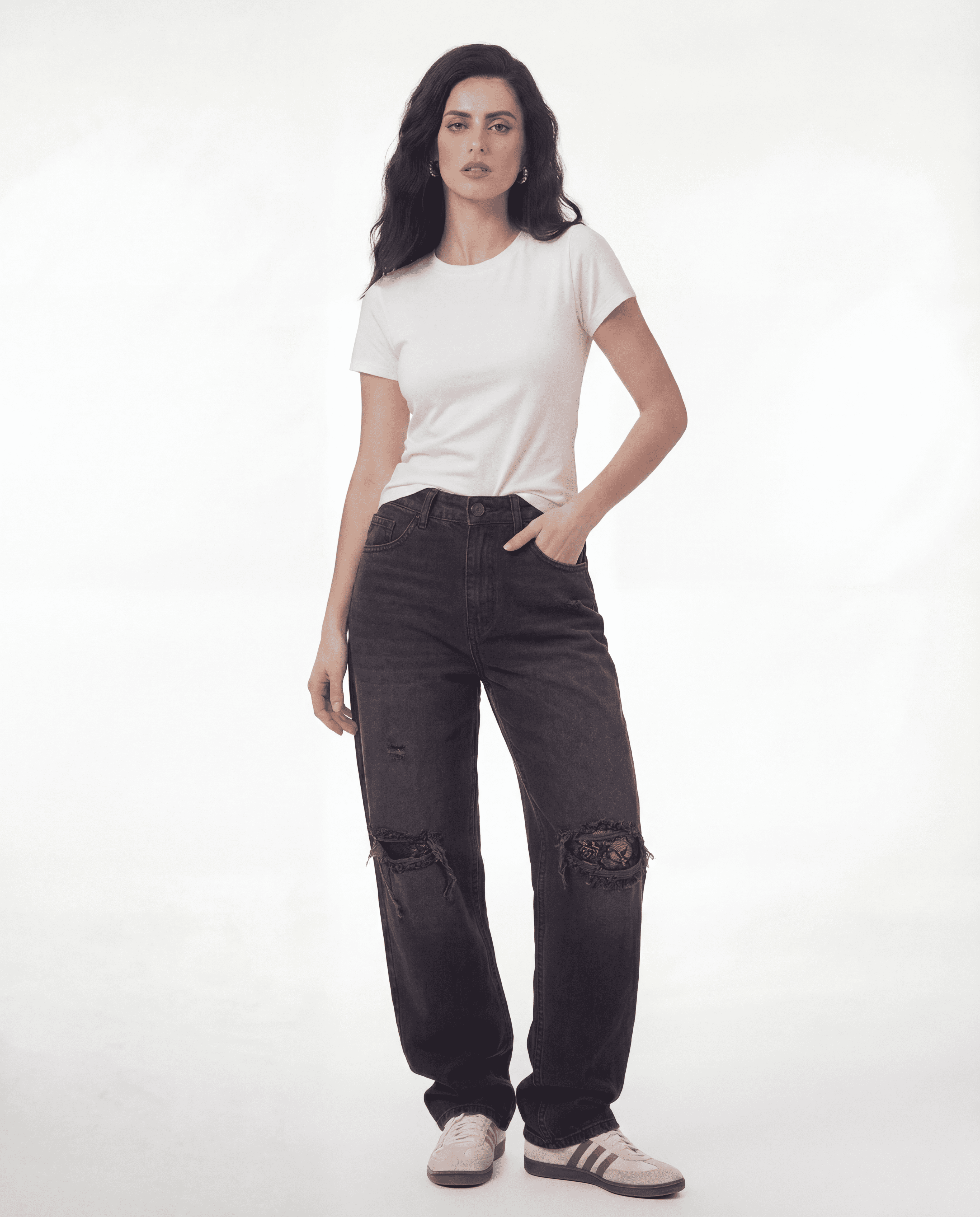 Straight Flipped Pocket — Lace Ripple Black 1086