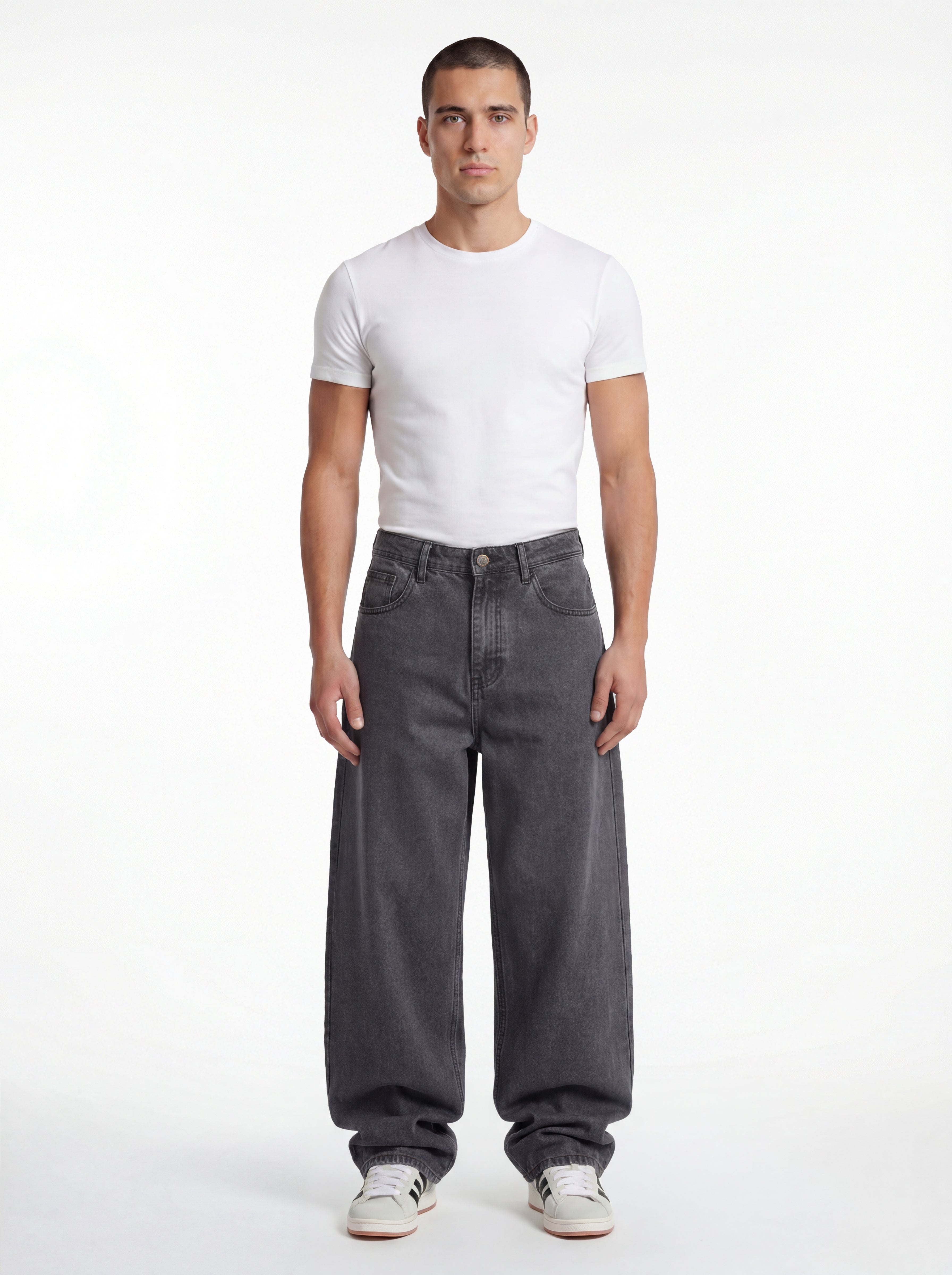 Baggy Fit Denim – Graphite Grey Stitch 1137