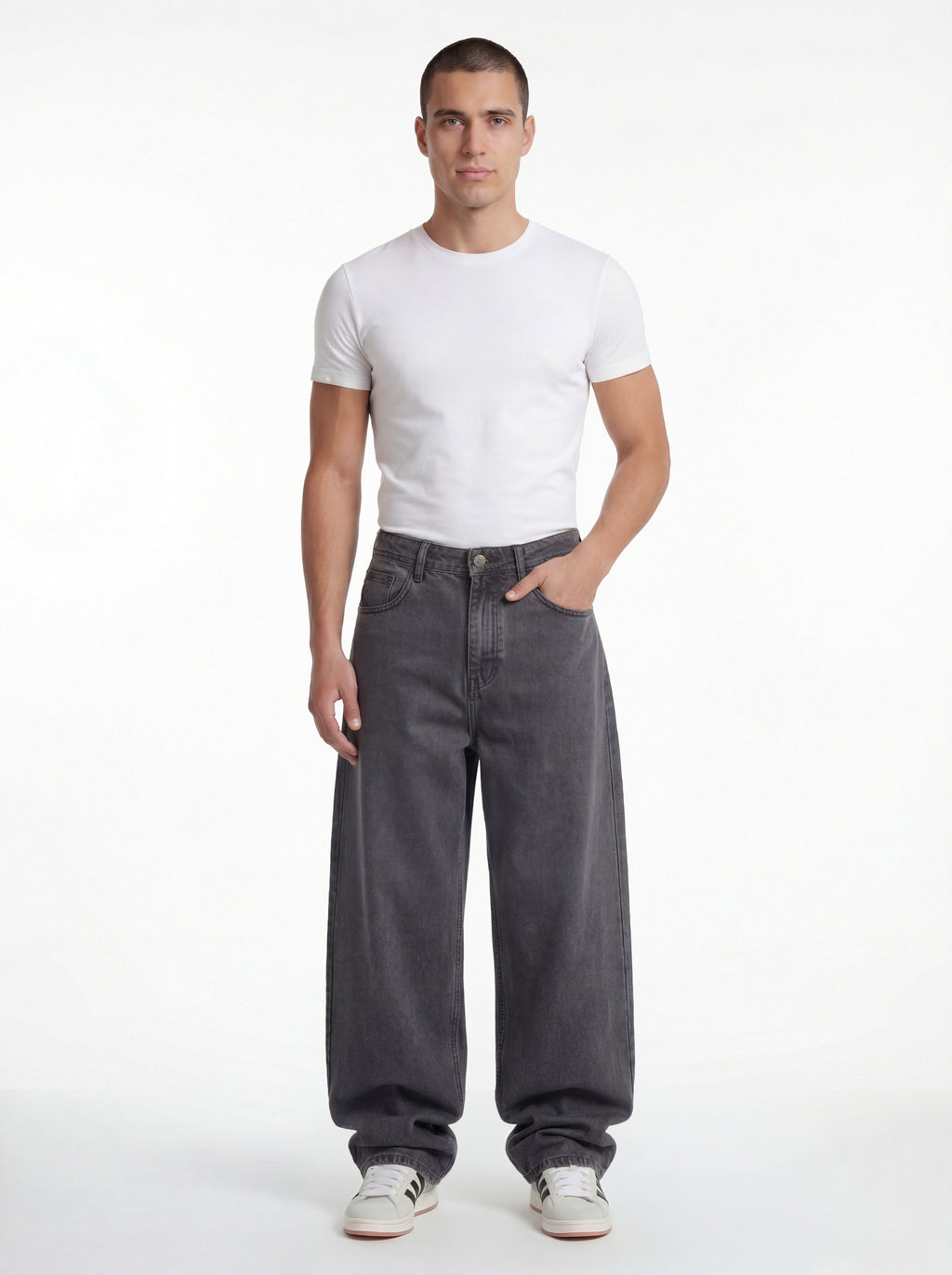 Baggy Fit Denim – Graphite Grey Stitch 1137