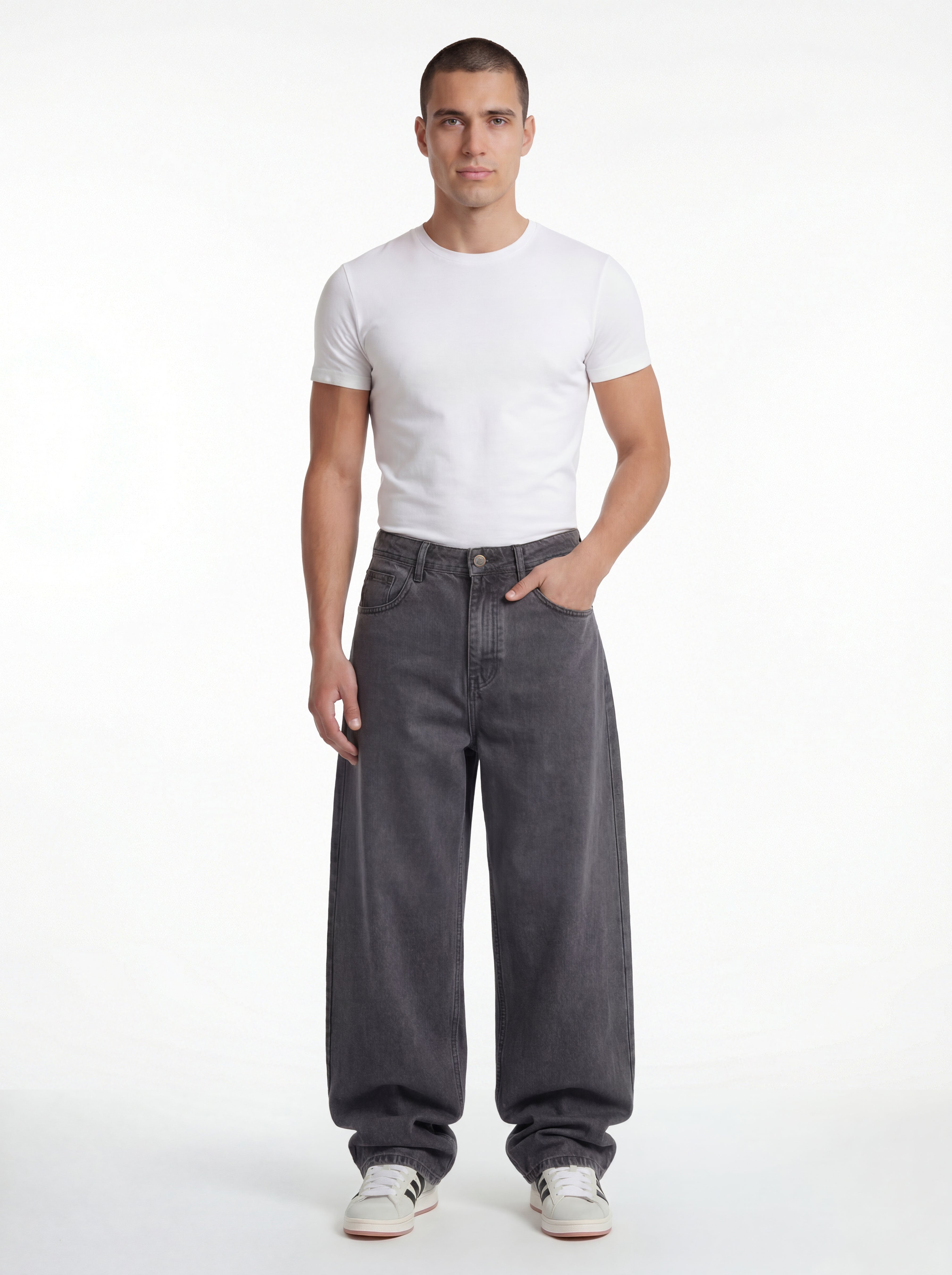 Baggy Fit Denim – Graphite Grey Stitch 1137