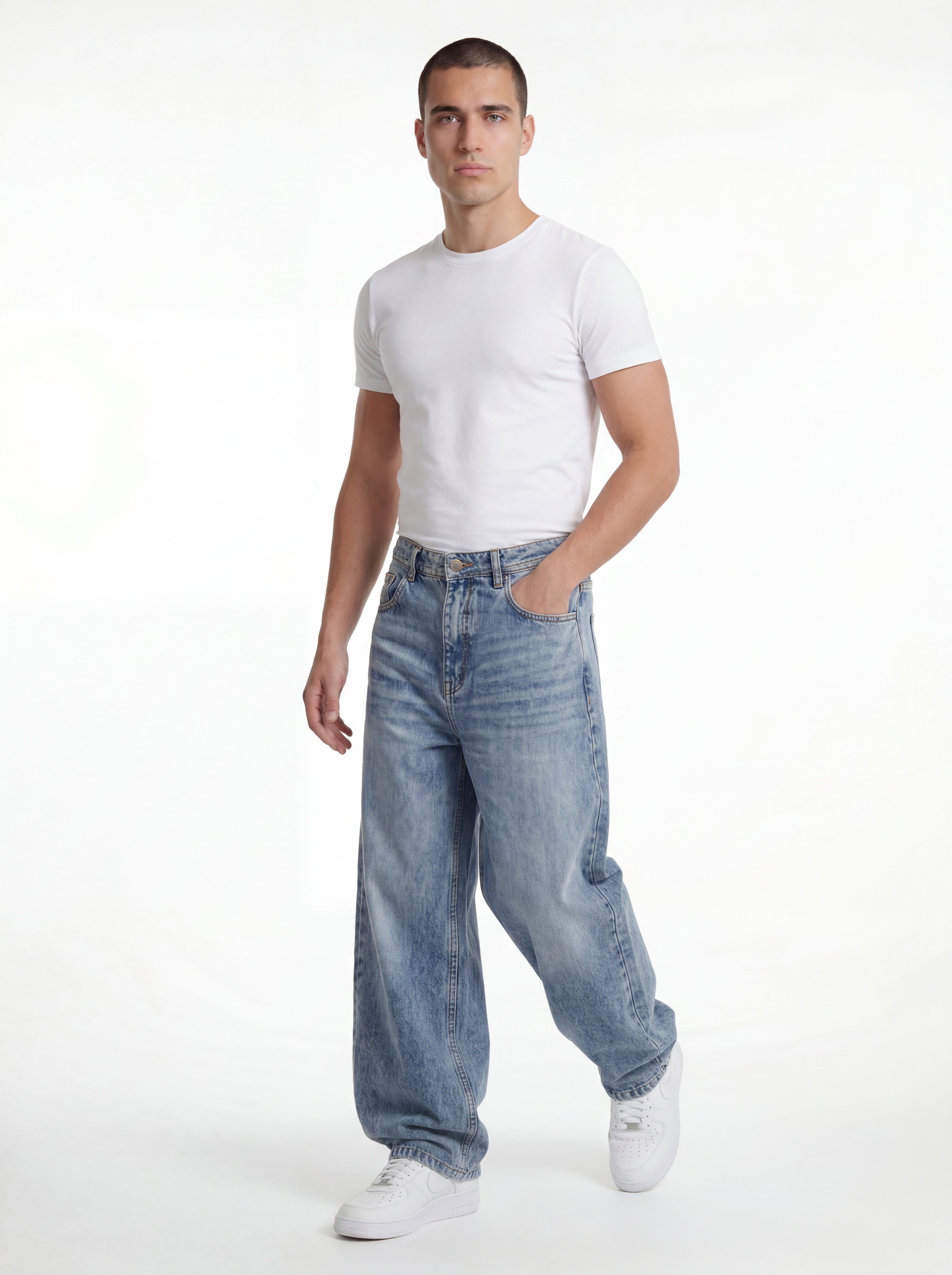 Baggy Fit Denim – Washed Sky 1104